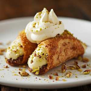Pistachio Cannoli with Cream