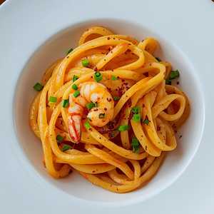 Prawn bisque striftoudi pasta