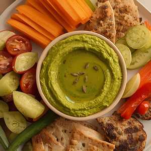 PEA & BROAD BEAN HUMMUS PLATTER