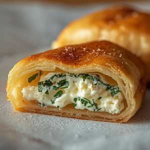 Feta & ricotta börek, labneh with charred spring onion