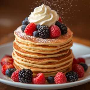 Berries & Whipped Vanilla Cream Pancakes