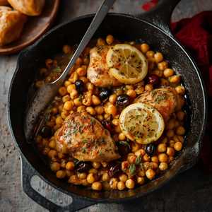 Za'tar lemon chicken, chickpeas & olives