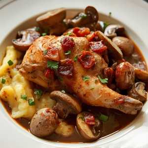 Coq au Vin, Creamed Potatoes (For One)