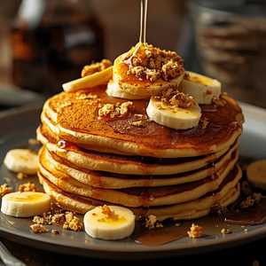Biscoff Crumb, Maple & Banana Pancakes