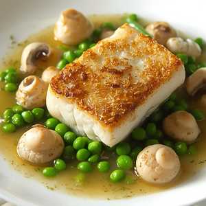 Turbot, Mousserons, Peas & Broad Beans