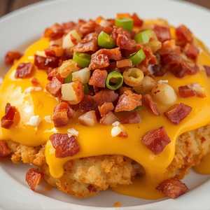 Triple Cheese & Bacon Loaded Hash Browns