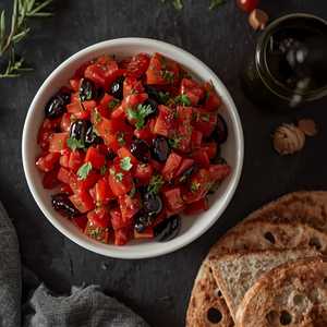 Chopped Tomato Salad and Olives