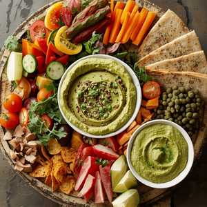 PEA & BROAD BEAN HUMMUS PLATTER