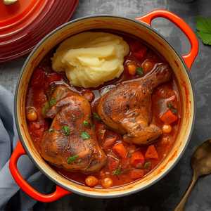 Coq au Vin, Creamed Potatoes (For Two)